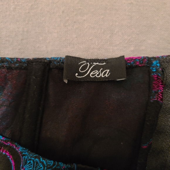 Tesa Teal Blue and Fuschia Pink Floral Bustier - Picture 5 of 10